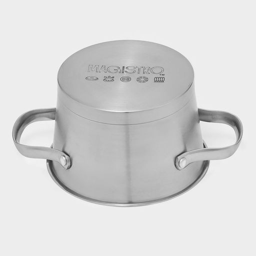 Кастрюля Magistro HiTech Steel, 1.5 л, d=16 см, h=10.5 см, слив для воды, капсульное дно, индукция, нержавеющая сталь  фото 4
