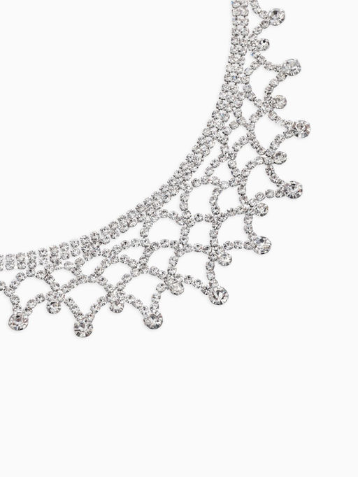 Набор 2 пред-а: серьги, колье со стразами "Лёд" паутина, d=13,5см, цвет белый в серебре