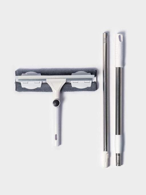 Окномойка бабочка, стальная телескопическая ручка, микрофибра, поворот на 180°, 27×7×114(137) см