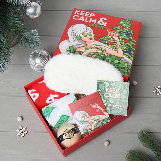 Новогодний подарочный набор KAFTAN Relax носки размер 36-39 (23-25 см), бомбочка для ванн