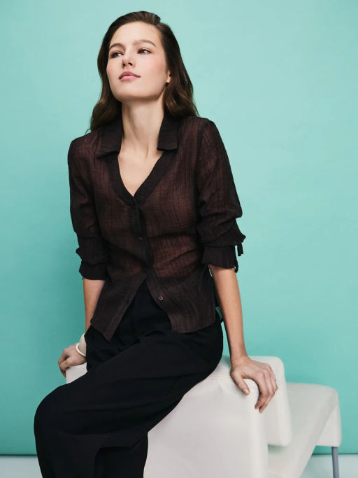 Приталенная блуза из тенселя / Zarina фото 4