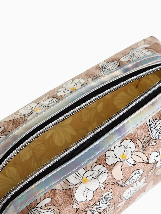 Косметичка на молнии женская, с рисунком, с рисунком, пастельно-коричневая - Simaland фото 7
