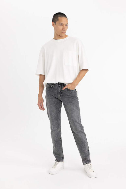 Узкие зауженные джинсовые брюки с нормальной талией и зауженной посадкой - Defacto фото 3