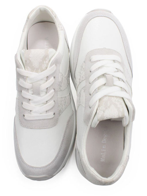 03-A1003-9 WHITE/LT. GRAY Кроссовки женские (натуральная кожа, натуральная замша)