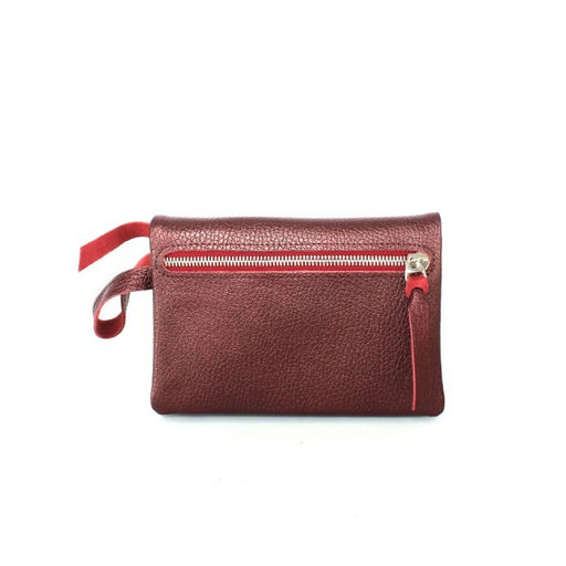 Портмоне женское Croco-ПР-801 натуральная кожа 2 отд, 12 карм, рем-петля, бордо металлик (232) 261101  фото 2