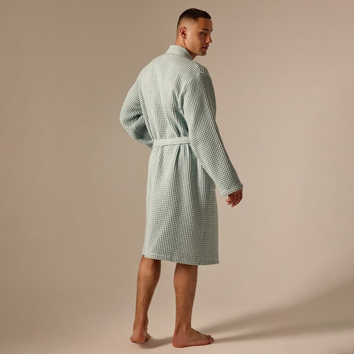 Халат вафельный мужской SL HOME: Boho «Аззура», размер L, хлопок 100%, бирюзовый