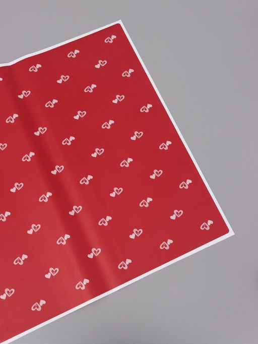 Цена за 20 шт. Пленка флористическая для цветов, «Двойные сердца», красная, 57×57 см