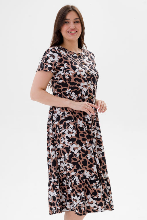 Платье женское из кулирки Кармелита 2 цветок кофе - Амадэль фото 8