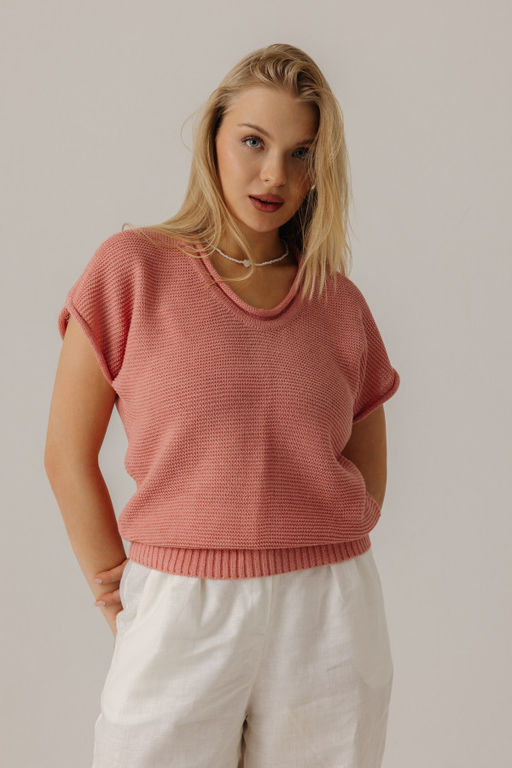 Джемпер из льна 4-193 молочный шоколад