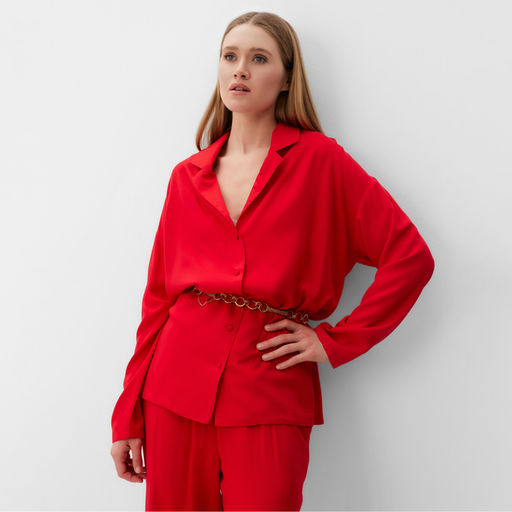 Костюм женский (рубашка, брюки) MINAKU:Casual Collection, красный, размер 48
