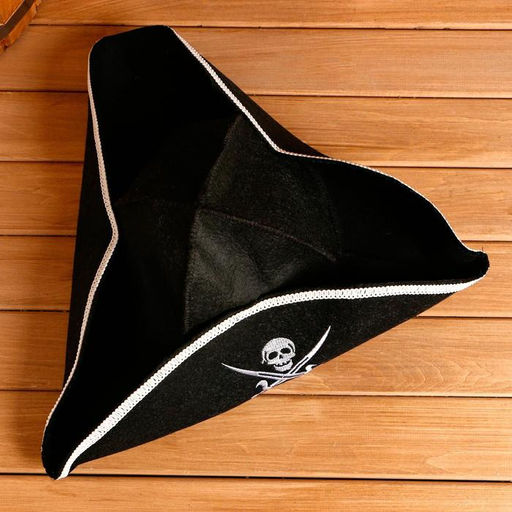 Шапка для бани и сауны «Пиратская шляпа», полиэстер, шерсть, чёрная, «Добропаровъ»