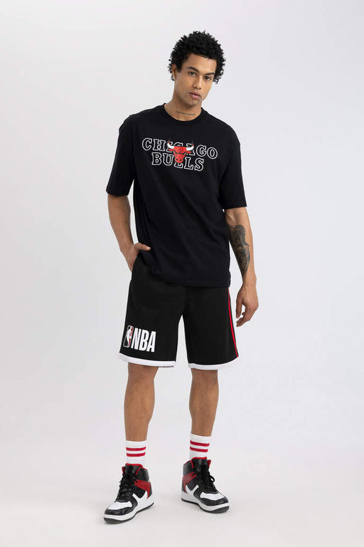 DeFactoFit Футболка свободного покроя NBA Chicago Bulls с круглым вырезом и короткими рукавами с принтом  фото 2