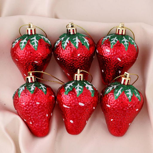 Ёлочные игрушки 6 шт. Клубничка 46 см, красный