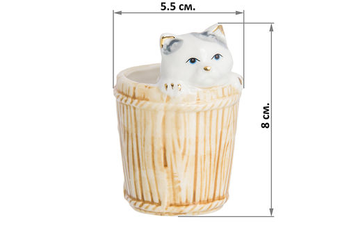 Вазочка п/зубоч. 5,5*5,3*8 см 65 мл Кошечка в кадушке цветная - Elan gallery фото 4