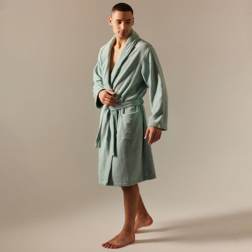 Халат махровый мужской SL HOME: Basic «Аззура», размер S, хлопок 100%, мятный