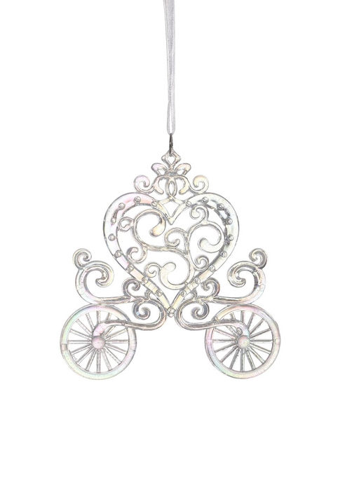 Цена за 2 шт. Ёлочная игрушка Зимнее волшебство. Карета, перелив 1111 см, прозрачный перелив  фото 10