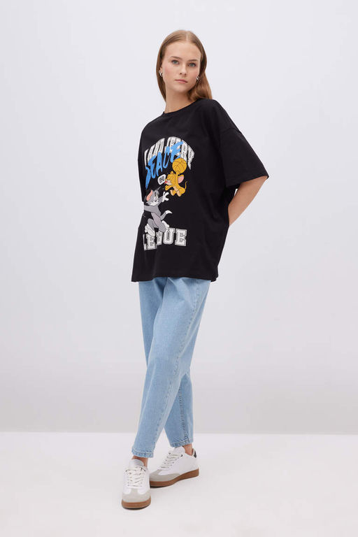 Футболка унисекс Cool Tom & Jerry Oversize с круглым вырезом и короткими рукавами - Defacto фото 3