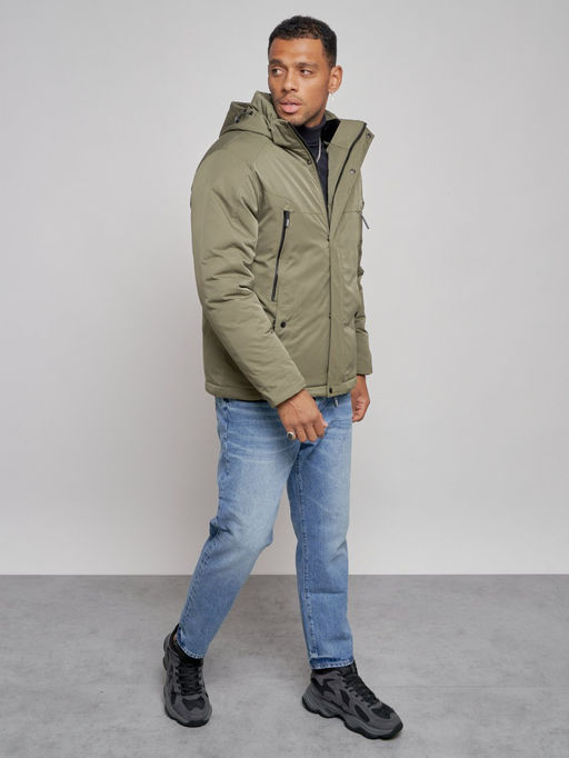Куртка мужская зимняя с капюшоном спортивная великан цвета хаки 8332Kh - Wonderrman фото 10