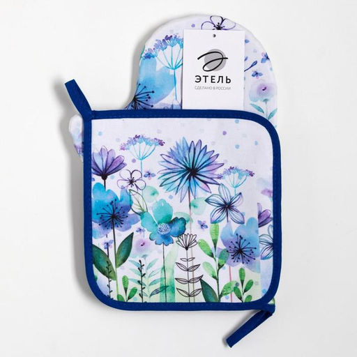 Набор кухонный Blue flowers варежка-прихватка 20?28 см, прихватка 19?19 см,100% хл