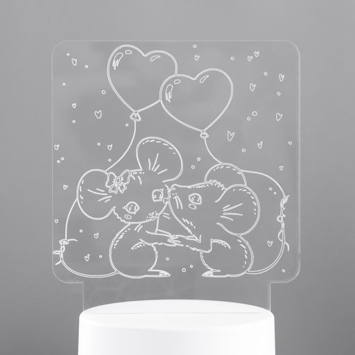 Светильник 3D RISALUX «Мышата», LED-ночник, RGB, от сети, 11.2×9.5×12.6 см