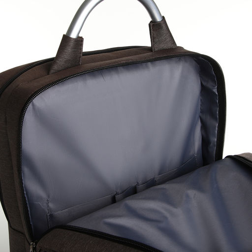 Рюкзак городской на молнии, 2 кармана, с USB, цвет коричневый - Simaland фото 4