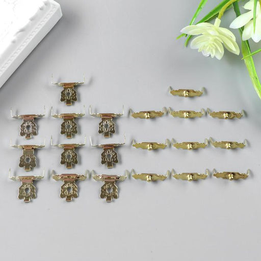 Цена за 10 шт. Замок для шкатулки Ажурный цветок 1,7х1,7 см А-007 - Арт узор фото 2