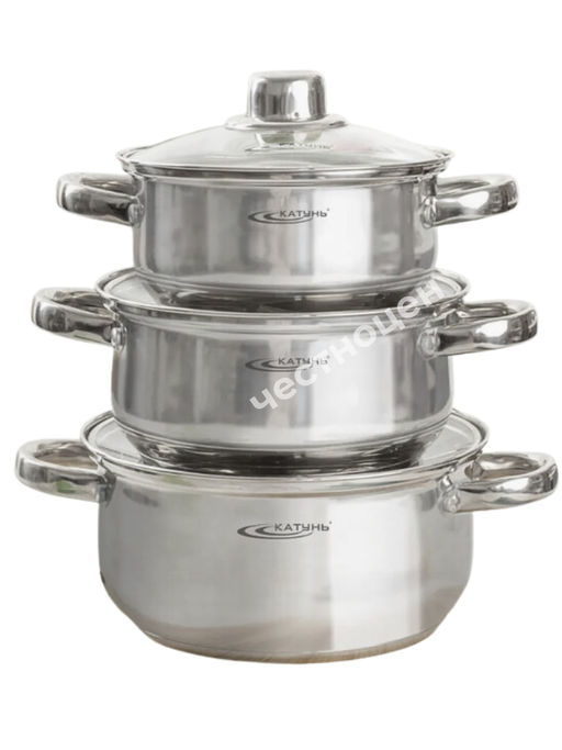 Набор кастрюль 6пр "Гретта" (1,6л+2,2л+3,2л) KT04-А