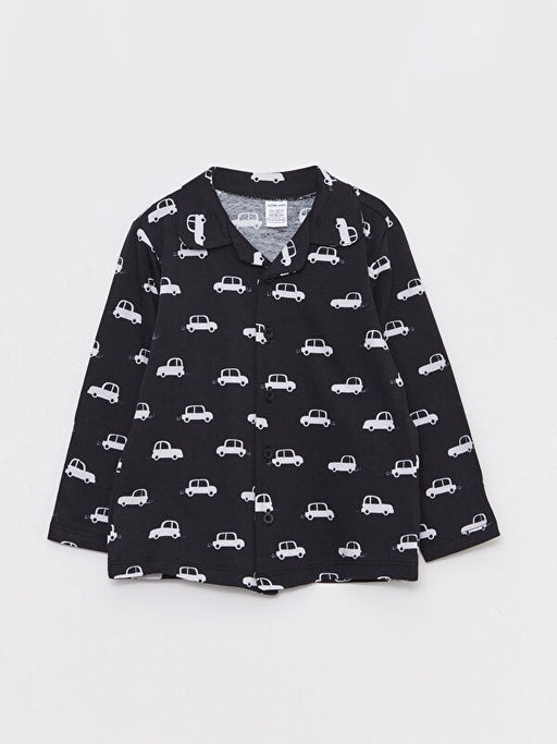 Polo Yaka Uzun Kollu Bask?l? Erkek Bebek Pijama Tak?m - Waikiki фото 2