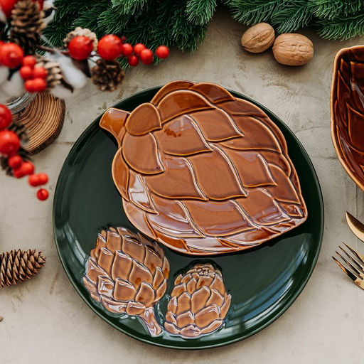 Тарелка плоская новогодняя «Зимний лес», 20×17 см