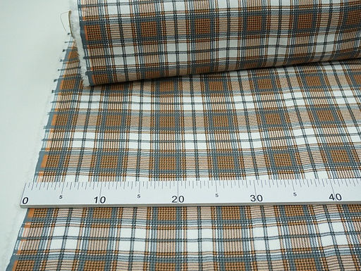 Фланель Клетка цв.орех/серый на белом, ш.1.5м, хлопок-100%, 150гр/м.кв - Купава фото 3
