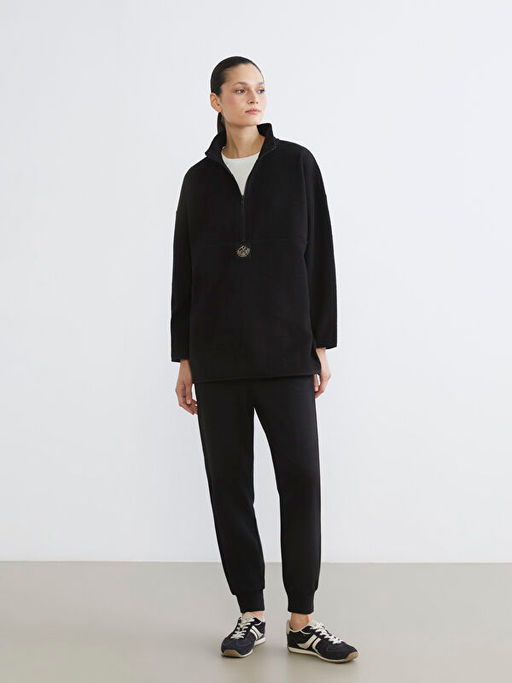 Dik Yaka Nak??l? Polar Kad?n Sweatshirt Tunik