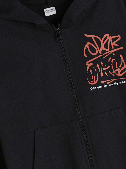 Kap??onlu Erkek ?ocuk Fermuarl? Sweatshirt