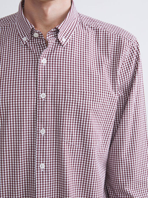 Regular Fit Uzun Kollu Ekose Poplin Erkek G?mlek