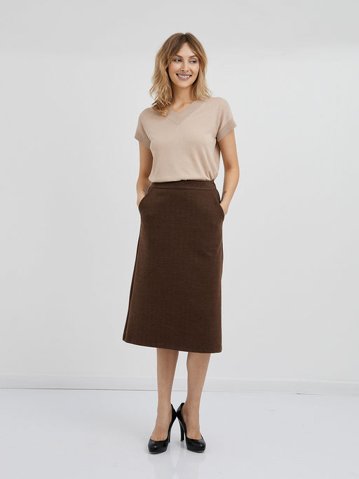 коричневая юбка длины миди с карманами - Glenfield фото 2