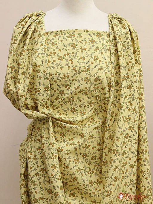 Плательный хлопок Есения цв.светло-горчичный, ш.1.44м, хлопок-100%, 115гр/м.кв - Купава фото 5