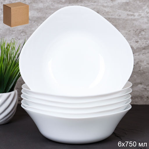 Набор суповых квадратных тарелок 6 штук 750 мл белый / FSW-75 (WHITE) /уп 6 /704200 - Галеонтрейд фото 4