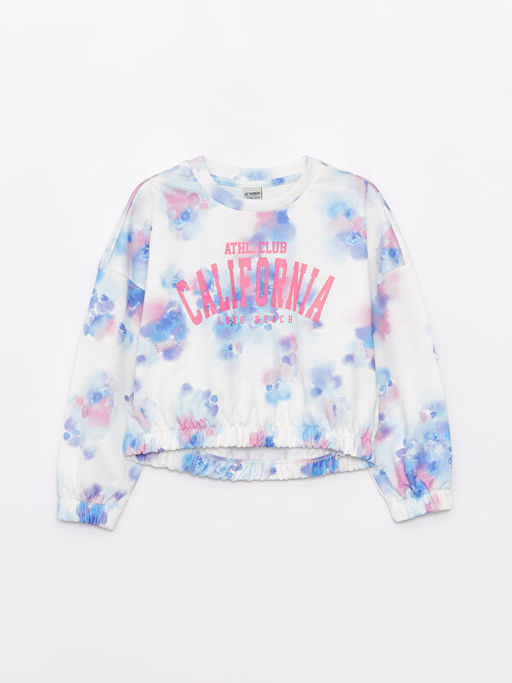 Bisiklet Yaka Bask?l? Uzun Kollu K?z ?ocuk Sweatshirt - Waikiki фото 3