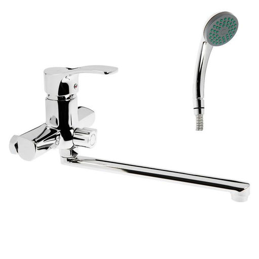 Смеситель для ванны Accoona A7103B, однорычажный, с душевым набором, силумин, хром