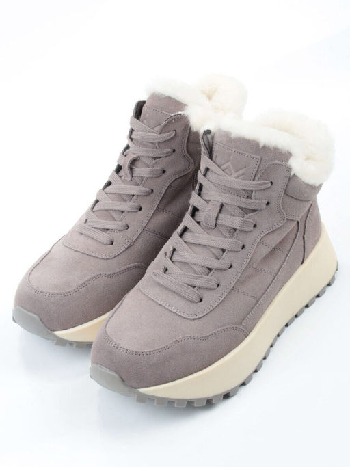 04-PAML08-3Z GRAY Ботинки зимние женские (натуральная замша, 100% шерсть, натуральный мех)
