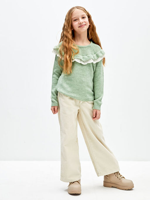 Bisiklet Yaka Uzun Kollu K?z ?ocuk Triko Kazak - Waikiki фото 2