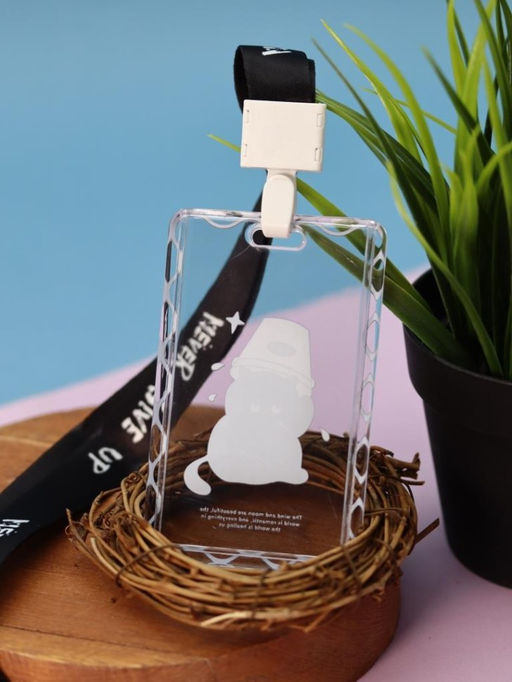 Футляр для карт на ленте ПО ПЛАНУ. "Сat under the bucket", transparent