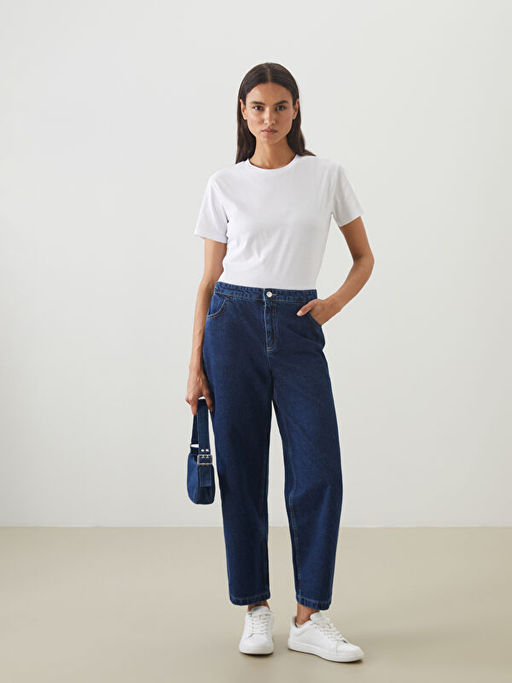 Beli Lastikli Straight Fit Kad?n Jean Pantolon