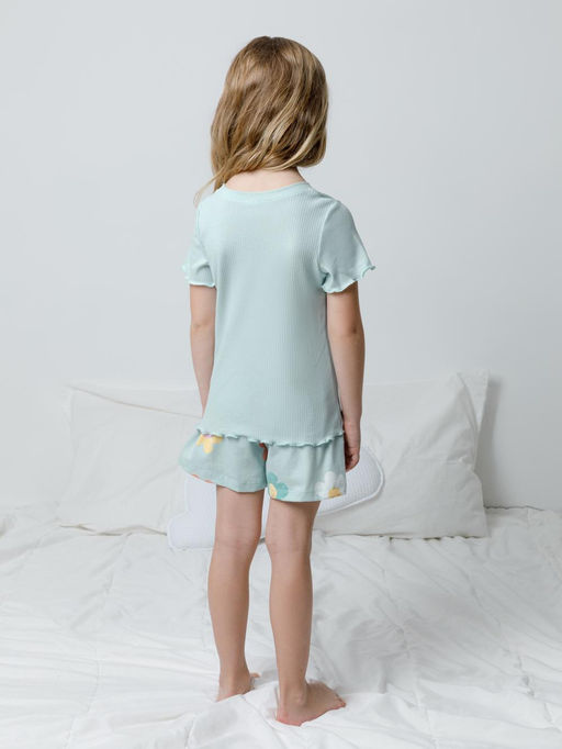 К 1596/голубой опал,радостные цветы пижама для дев