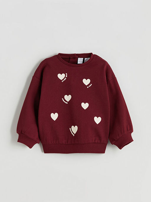 Bask?l? K?z ?ocuk Sweatshirt ve Tayt Pantolon 2li