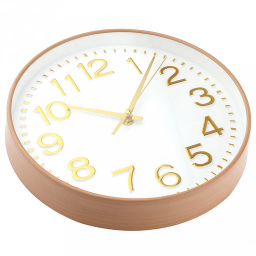 Часы настенные Вертум д24,4см, h4см, мягкий ход, циферблат белый; цифры арабские, золотой; корпус пластик, бежевый под дерево; в коробке (Китай) - Домашняя мода фото 2