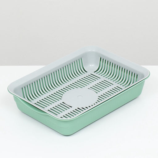 Лоток с сеткой 34,5 х 25,5 х 7,5 см, серый/оливковый