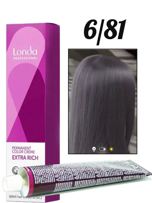 Стойкая краска 6/81 темный блонд жемчужно-пепельный LondaColor