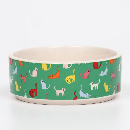 Миска керамическая Котэ 200 мл - 10.510.54 см, зелёная/белая - Пижон фото 3