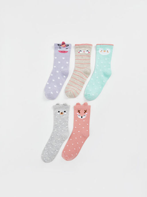 Desenli K?z ?ocuk Soket ?orap 5li