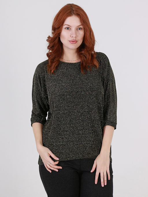 Люрексовая блузка золотая больших размеров - Almond фото 4